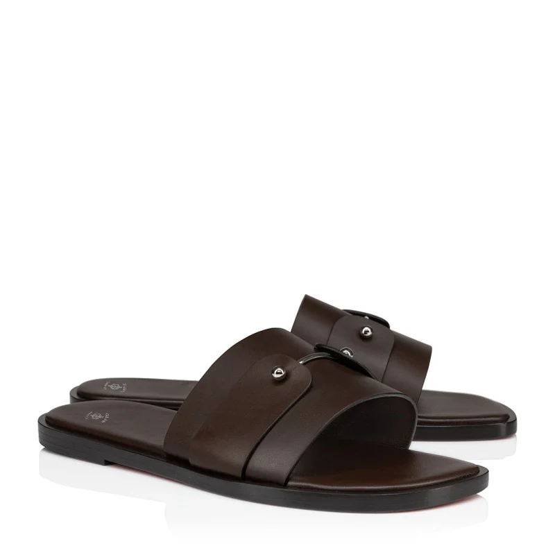 Men Slip On Leather Off White Comfort Sandal - Image 9