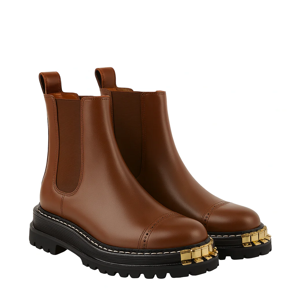 Luxury Ankle Boots for Womens with Gold accent Toe Detail - Image 3