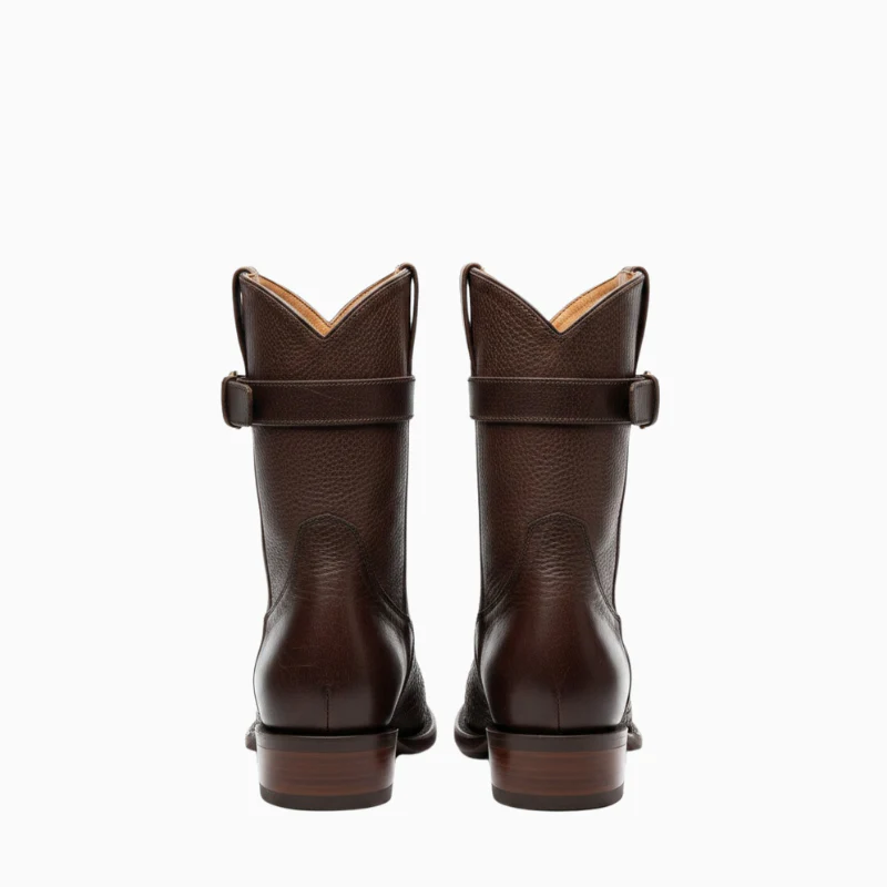 Python Pattern Buckle Strap Cowboy Boots - Image 5