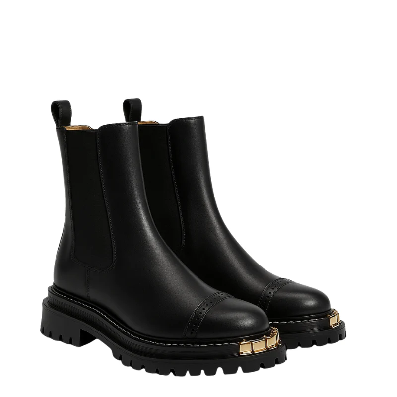 Luxury Ankle Boots for Womens with Gold accent Toe Detail - Image 8